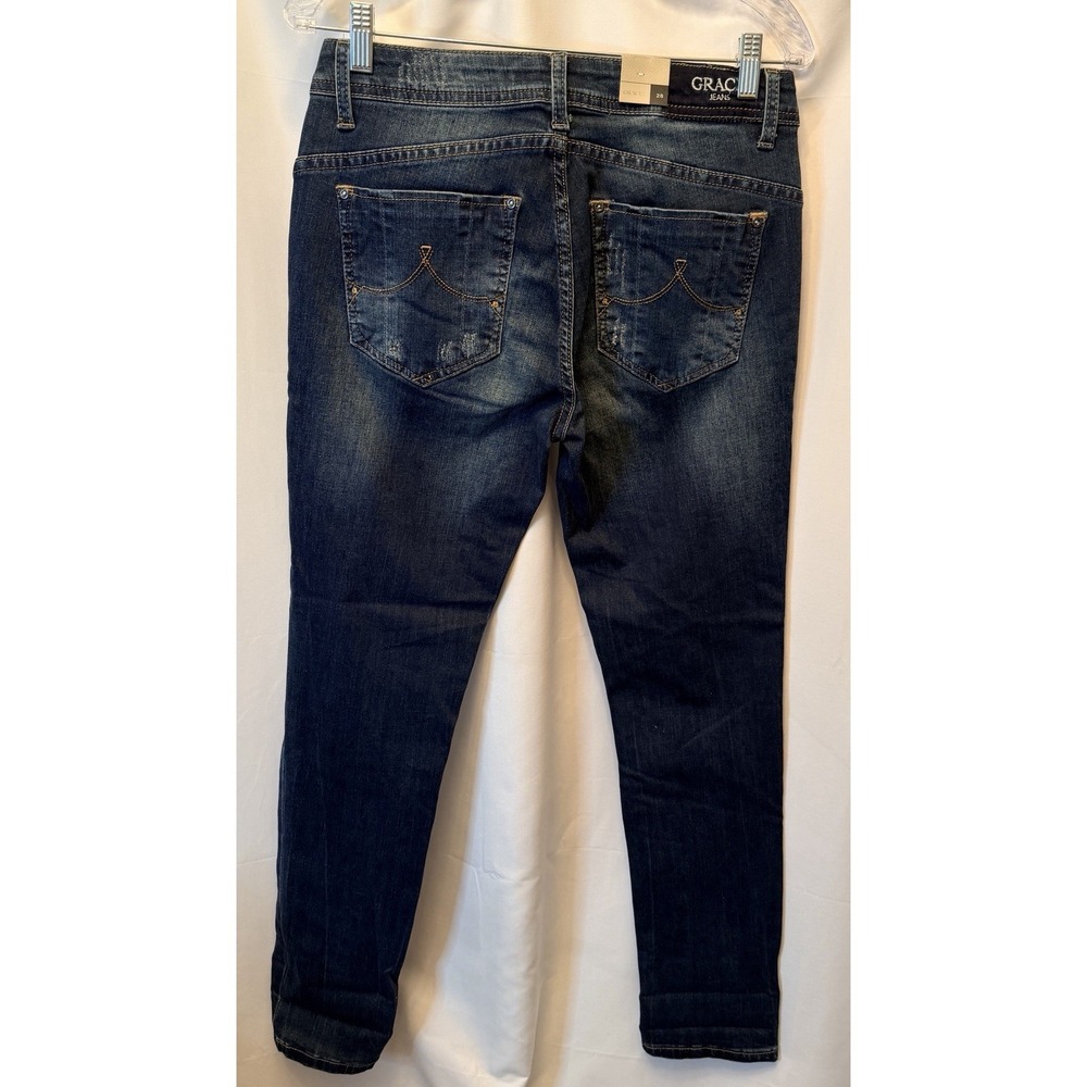 NWT Grace in LA Women's 28 Straight Leg Jeans Easy Fit Denim Stretch Distressed - Picture 10 of 15